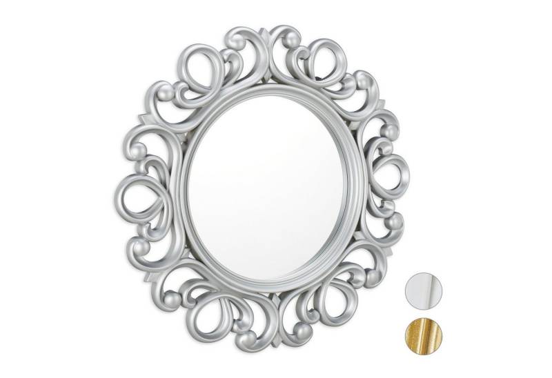 relaxdays Wandspiegel Deko Wandspiegel rund, silber relaxdays Wandspiegel Deko Wandspiegel rund, silber von relaxdays