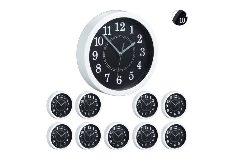 relaxdays Wanduhr 10 x Wanduhr rund 20cm weiß von relaxdays