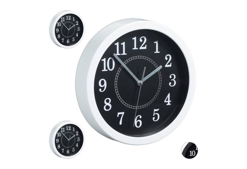 relaxdays Wanduhr 3 x Wanduhr rund 20cm weiß von relaxdays