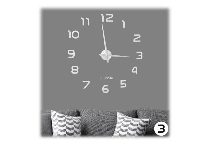 relaxdays Wanduhr DIY Wanduhr mit 3D-Zahlen (Silber) von relaxdays