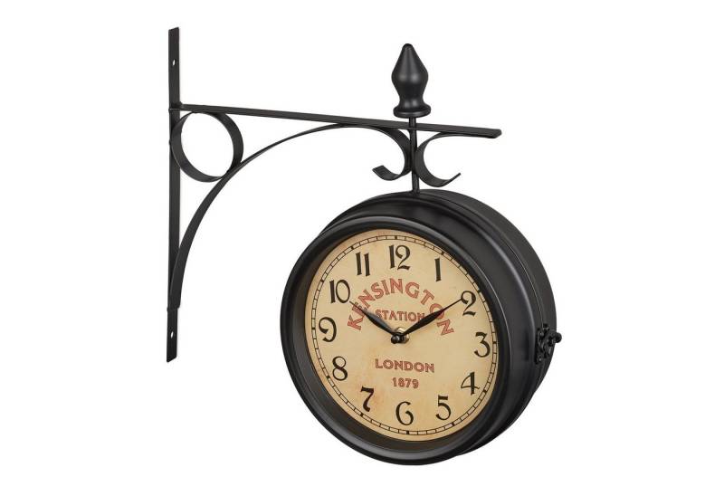 relaxdays Wanduhr Doppelseitige Bahnhofsuhr in Schwarz von relaxdays