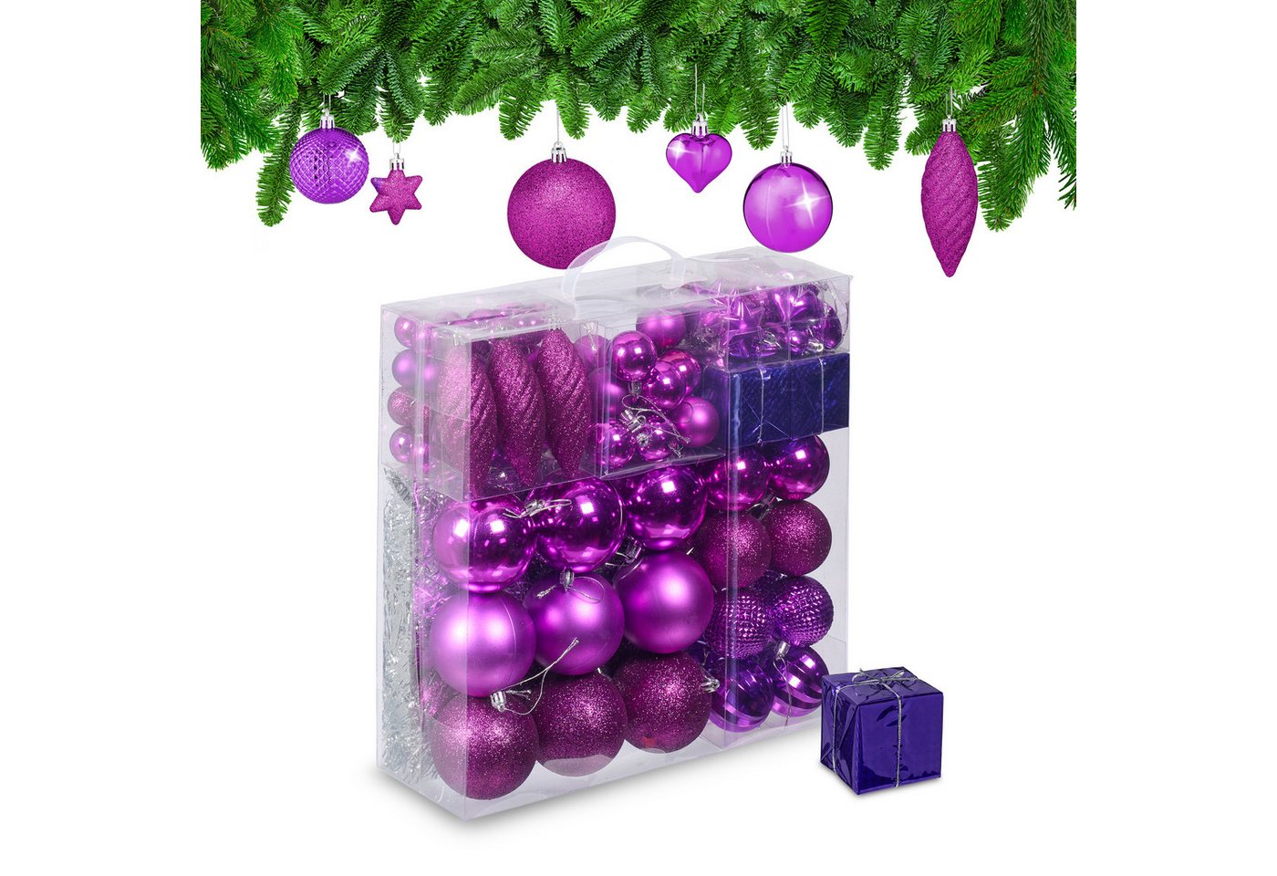 relaxdays Weihnachtsbaumkugel Weihnachtskugeln im 110er Set, Pink relaxdays Weihnachtsbaumkugel Weihnachtskugeln im 110er Set, Pink von relaxdays