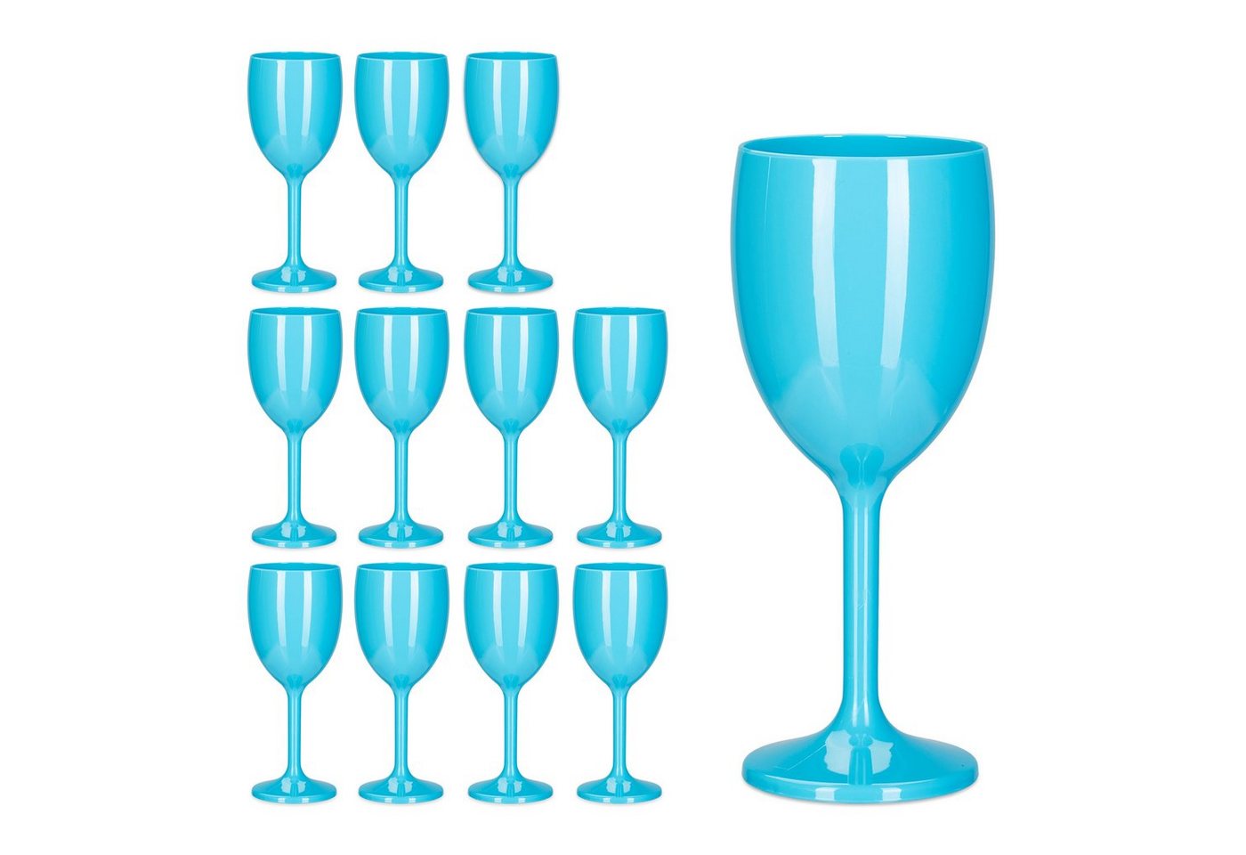 relaxdays Weinglas Türkise Weingläser Kunststoff 12er Set, Kunststoff von relaxdays