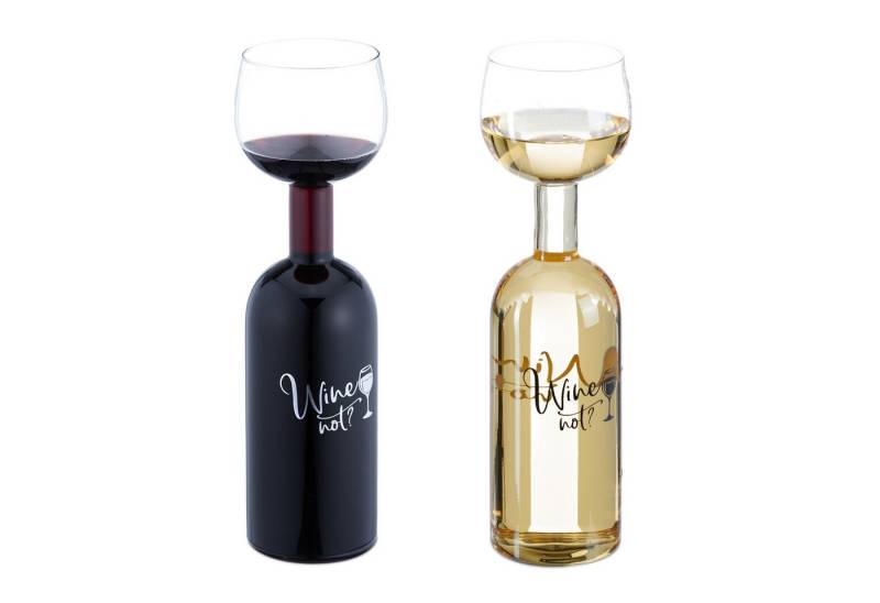 relaxdays Weinglas Weinflasche mit Glas 750 ml, Glas von relaxdays