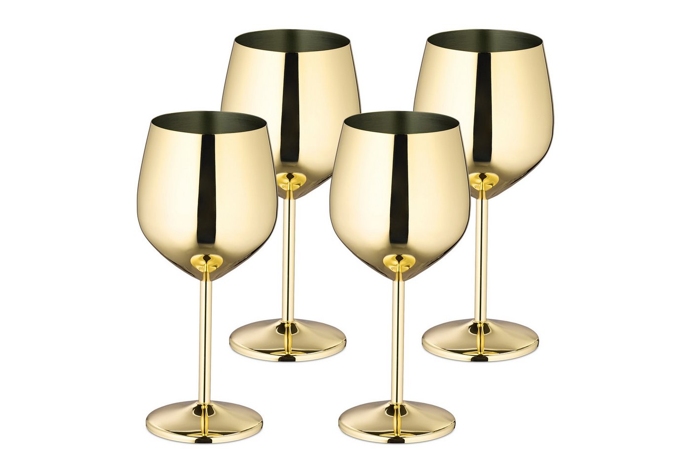 relaxdays Weinglas Weingläser Edelstahl 4er Set, Edelstahl, Gold von relaxdays