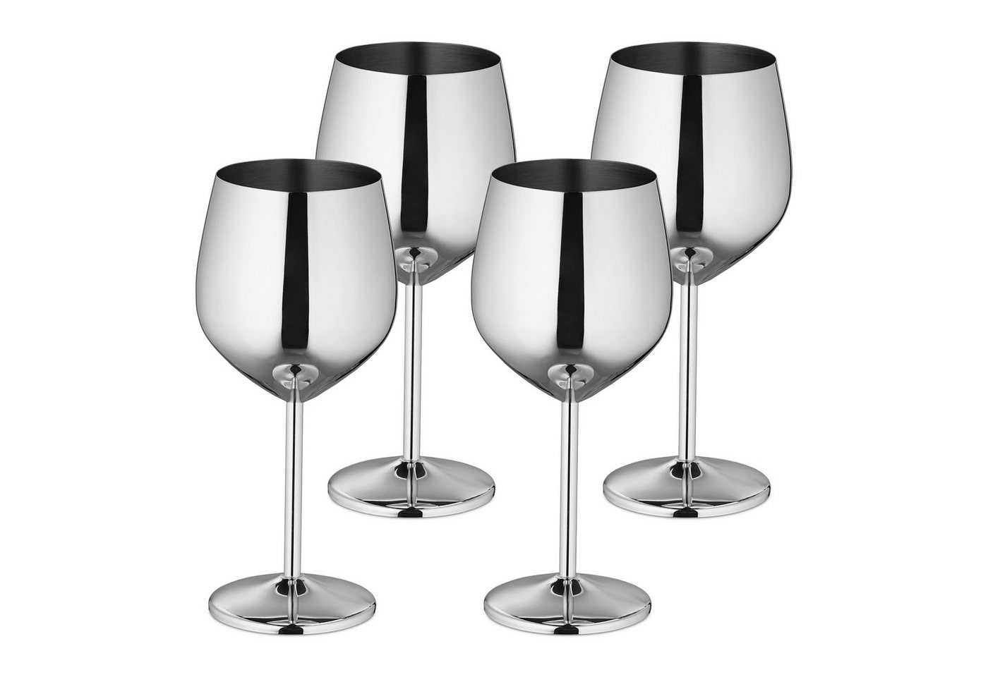 relaxdays Weinglas Weingläser Edelstahl 4er Set, Edelstahl, Silber von relaxdays