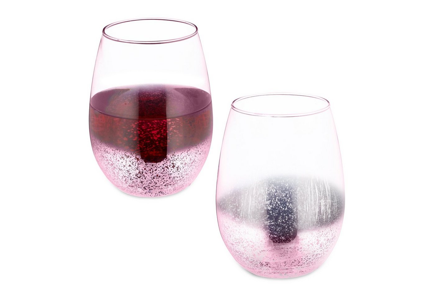relaxdays Weinglas Weingläser ohne Stiel 2er Set rosa, Glas von relaxdays