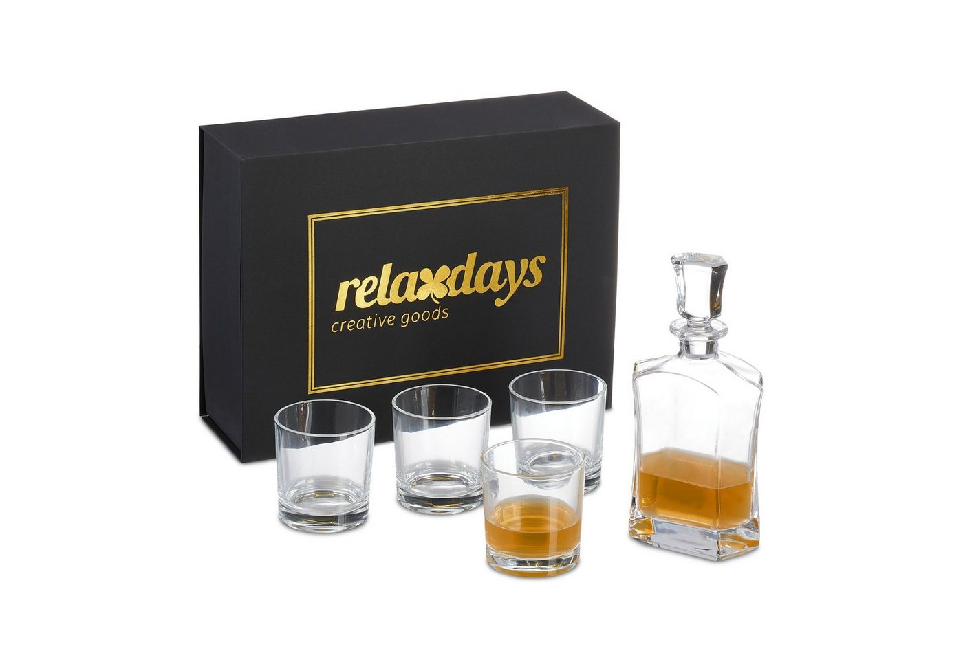 relaxdays Whiskyglas 5-tlg. Whisky Set mit Karaffe & Gläsern, Glas von relaxdays