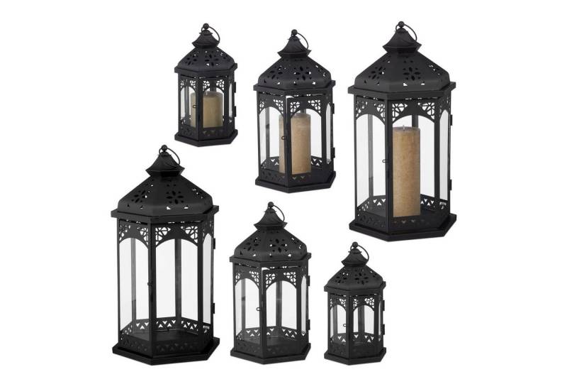 relaxdays Windlicht 6 tlg. Laternen Set Metall von relaxdays