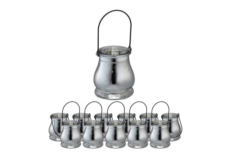 relaxdays Windlicht Silbernes Windlicht im 12er Set von relaxdays