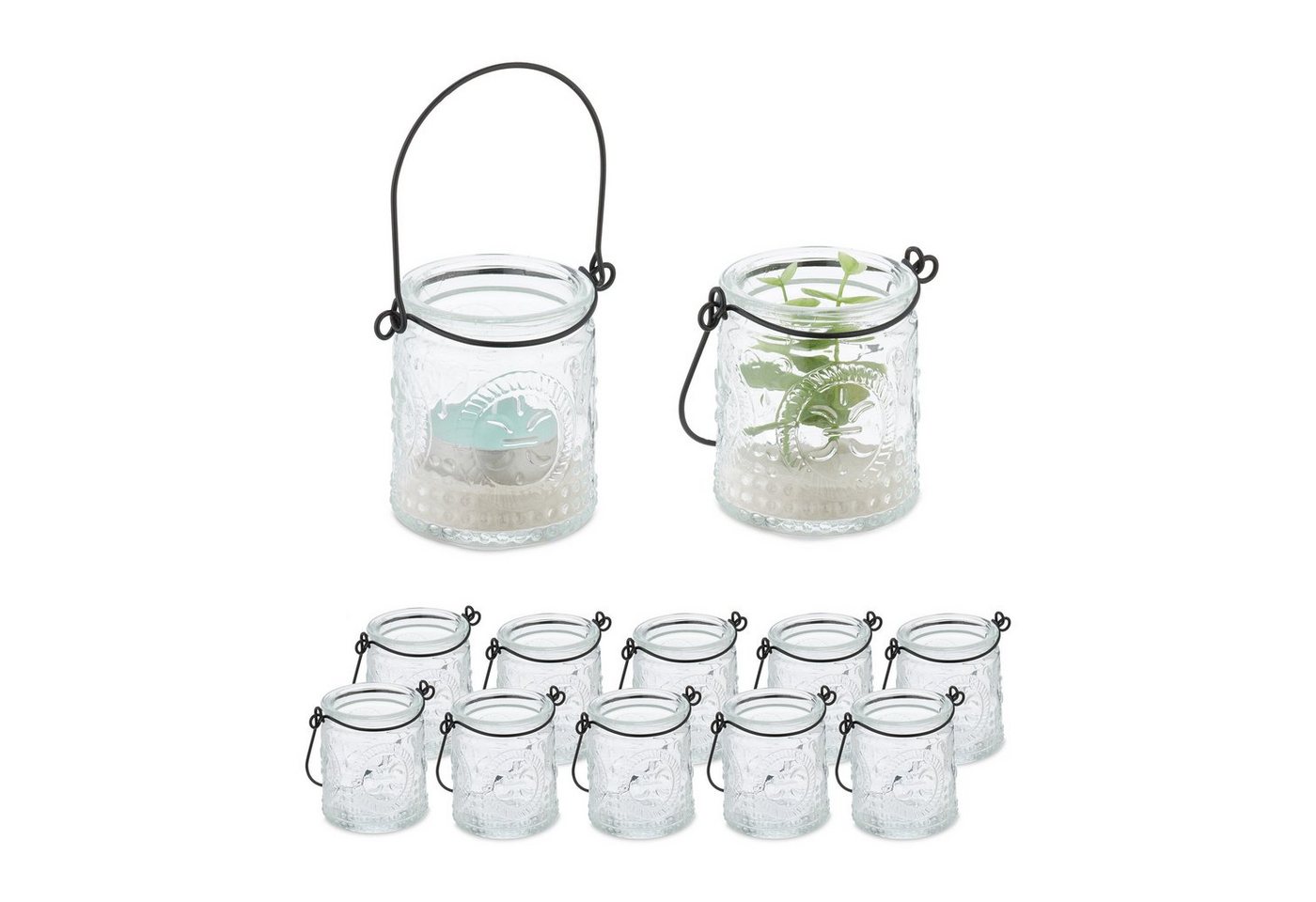 relaxdays Windlicht Transparentes Windlicht im 12er Set von relaxdays
