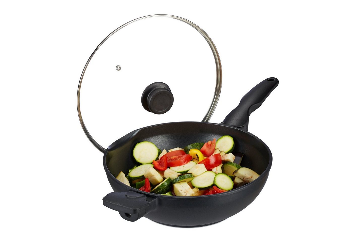 relaxdays Wok Wok mit Deckel Induktion von relaxdays