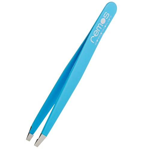 REMOS Augenbrauenpinzette aus Edelstahl mit gerader Spitze 9.5 cm in blau REMOS Augenbrauenpinzette aus Edelstahl mit gerader Spitze 9.5 cm in blau von remos professional body care