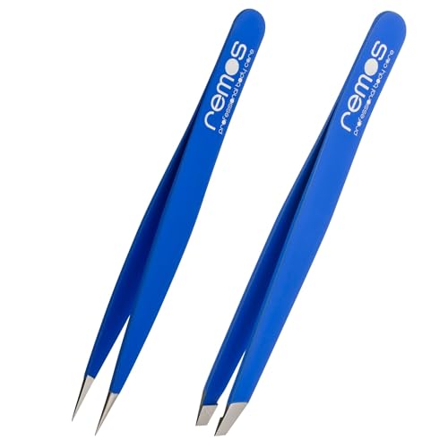 REMOS Pinzetten Set 2-teilig mit Augenbrauen- & Splitterpinzette in Dunkelblau REMOS Pinzetten Set 2-teilig mit Augenbrauen- & Splitterpinzette in Dunkelblau von remos professional body care