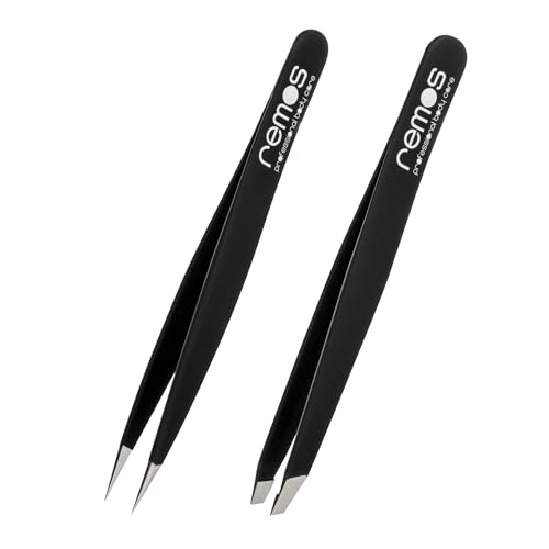 REMOS Pinzetten Set 2-teilig mit Augenbrauen- & Splitterpinzette in Schwarz REMOS Pinzetten Set 2-teilig mit Augenbrauen- & Splitterpinzette in Schwarz von remos professional body care