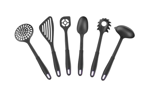 rena germany® Premium Küchenhelfer Set – 6-teilig | Kunststoff Hitzebeständig bis 270°C | Schonend für Antihaft-Pfannen | Integrierte Abstellhilfe | Küchenutensilien Set für Kochen & Servieren (Lila) von rena germany
