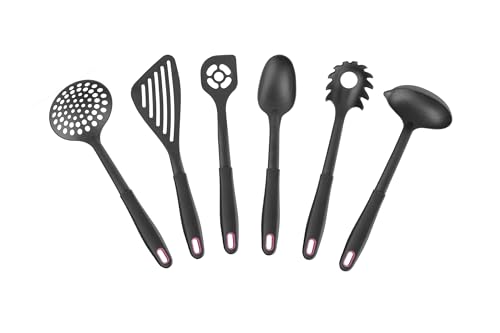 rena germany® Premium Küchenhelfer Set – 6-teilig | Kunststoff Hitzebeständig bis 270°C | Schonend für Antihaft-Pfannen | Integrierte Abstellhilfe | Küchenutensilien Set für Kochen & Servieren (Pink) von rena germany