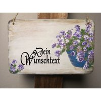 Türschild - Holz Mit Wunschtext Blumentopf Türschild - Holz Mit Wunschtext Blumentopf von renaswelten