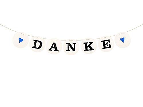 renna deluxe Danke Girlande Blau für die Hochzeit Hochzeitsgirlande für Hochzeit-Shooting Dekoration Hochzeitsdeko Geschenketisch (Blau) | Handmade in Deutschland von renna deluxe