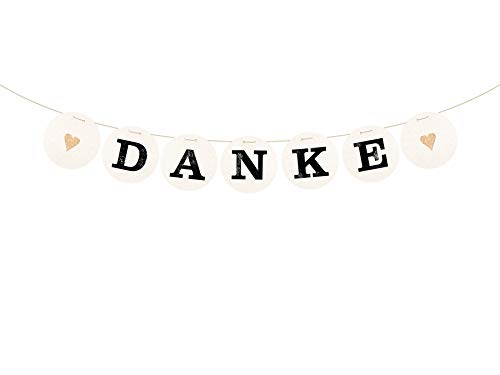renna deluxe Danke Girlande Gold für die Hochzeit Hochzeitsgirlande für Hochzeit-Shooting Dekoration Hochzeitsdeko Geschenketisch (Gold) | Handmade in Deutschland von renna deluxe