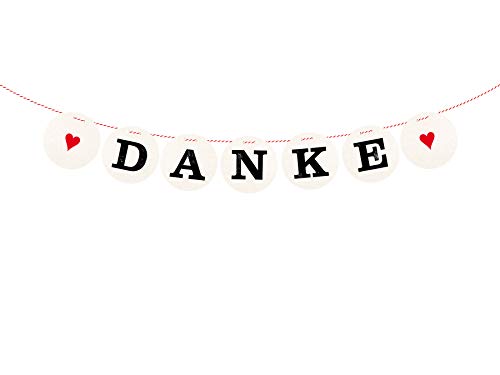 renna deluxe Danke Girlande Rot für die Hochzeit Hochzeitsgirlande für Hochzeit-Shooting Dekoration Hochzeitsdeko Geschenketisch (Rot) | Handmade in Deutschland von renna deluxe