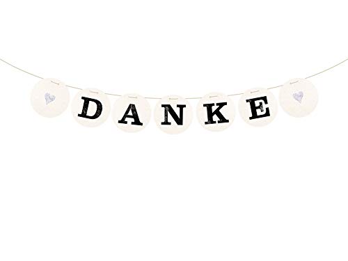 renna deluxe Danke Girlande Silber für die Hochzeit Hochzeitsgirlande für Hochzeit-Shooting Dekoration Hochzeitsdeko Geschenketisch (Silber) | Handmade in Deutschland von renna deluxe