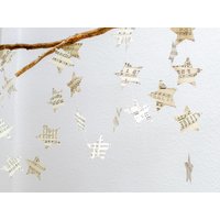 Stern Girlande Aus Alten Musiknoten, Klaviernoten, Papiergirlande, Sternengirlande, Von Renna Deluxe von rennadeluxe