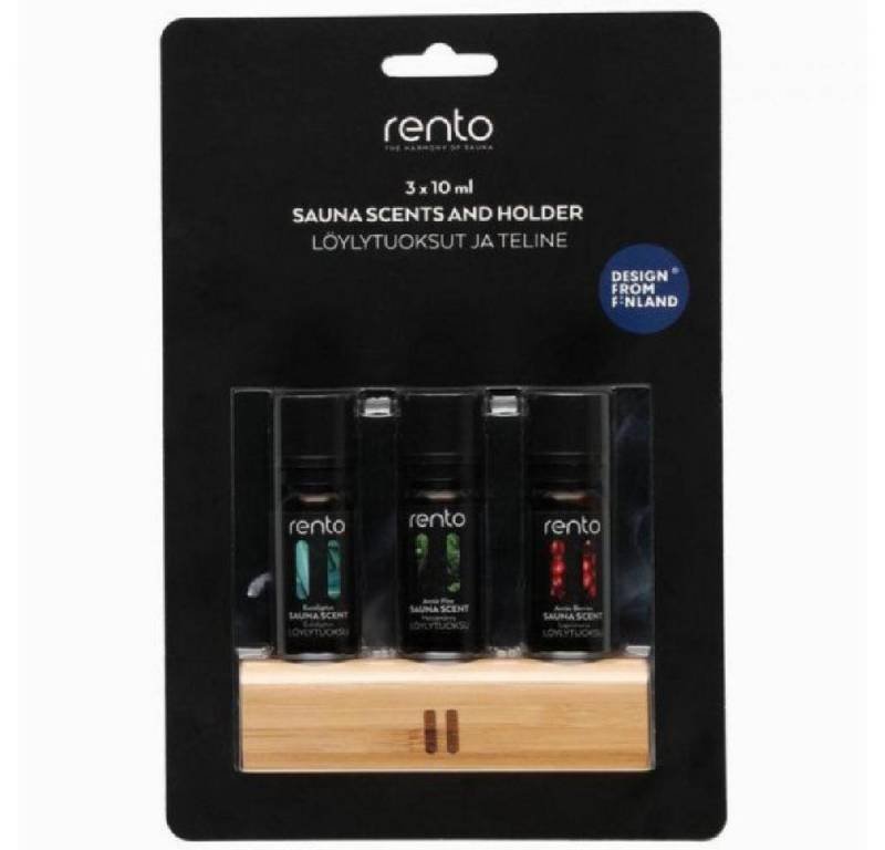 rento Wellness-Pflegeset rento Saunaduft Konzentrat Bambushalter Giftset (3x10ml) von rento