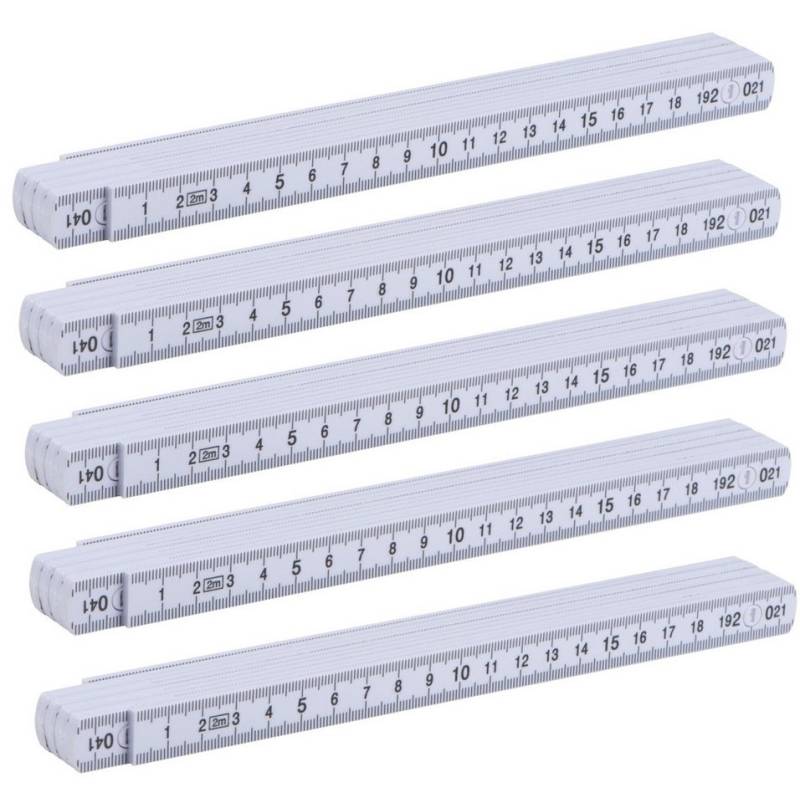 repairr Zollstock 5er Set Zollstöcke 2m - leicht ablesbar – Farbe Weiß von repairr