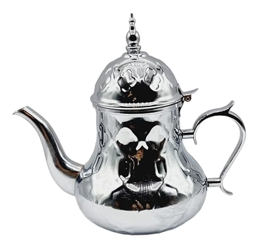 Arabische Teekanne aus Edelstahl - Induktionsteekanne mit integriertem Filter und traditionellem Griff, graviert, klassisches arabisches Design 48oz von Resin Pro