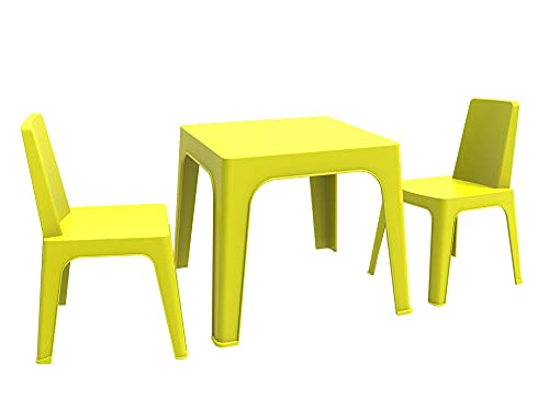 resol Kinder Julieta Set von 2 Stühle und 1 Tisch, Kunststoff/Polypropylen, Limettengrün, 60 x 51 x 78 cm, 3 Stück von resol grupo