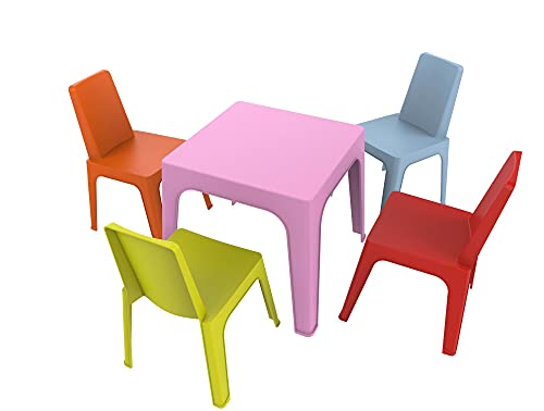 resol Kinder Julieta Set von 4 Stühle und 1 Tisch, Kunststoff, Polypropylen, Mehrfarbig, 60 x 51 x 78 cm, 5 Stück von resol grupo