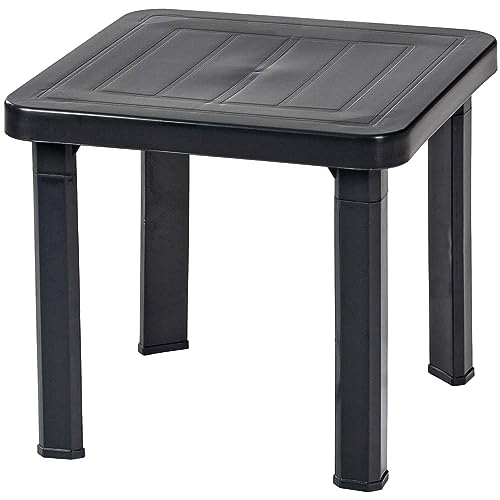 Resol Andorra Gartentisch, 47 x 47 x 41 cm, quadratisch, aus Harz, für den Außenbereich in Terrasse, Balkon, Strand oder Camping, abnehmbar und leicht mit UV-Filter, einfache Pflege, Anthrazit von resol grupo