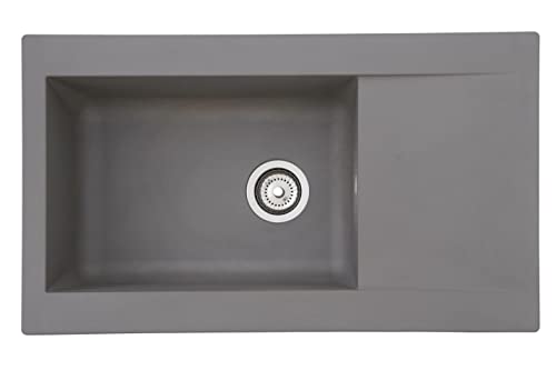 Respekta Denver Mineralitespüle in Betongrau / 1 Becken Einbauspüle in 86 x 50 cm / Spülbecken geeignet für Unterschränke ab 60 cm Breite von respekta