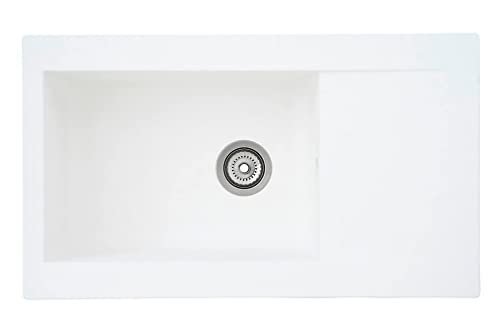Respekta Denver Mineralitespüle in Weiß / 1 Becken Einbauspüle in 86 x 50 cm / Spülbecken geeignet für Unterschränke ab 60 cm Breite von respekta