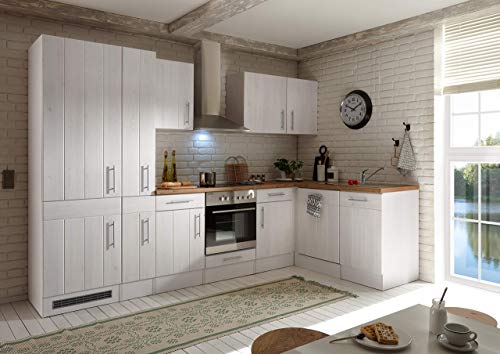 Respekta Küchenzeile Anton BERPL310LHWC Premium Landhaus Küchenblock 310 cm Breite mit Elektrogeräten von respekta
