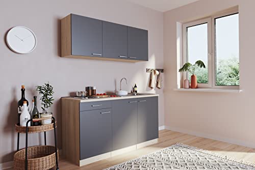 respekta Küche Miniküche Single Eiche Grau ohne Kühlschrank Luis 150 cm respekta Küche Miniküche Single Eiche Grau ohne Kühlschrank Luis 150 cm von respekta