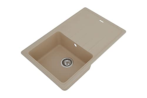 respekta ‎Columbia Granitspüle in Beige / 1 Becken Einbauspüle in 78 x 50 cm/Spülbecken geeignet für Unterschränke ab 45 cm Breite von respekta