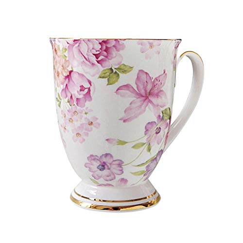rethyrel Rose Garden Fine Bone China Mug Bone Porcelain Classic Breakfast Cup Euro Style Art Tea Cup Coffee Mug for Breakfast Home Kitchen, Knochenporzellan, C von rethyrel