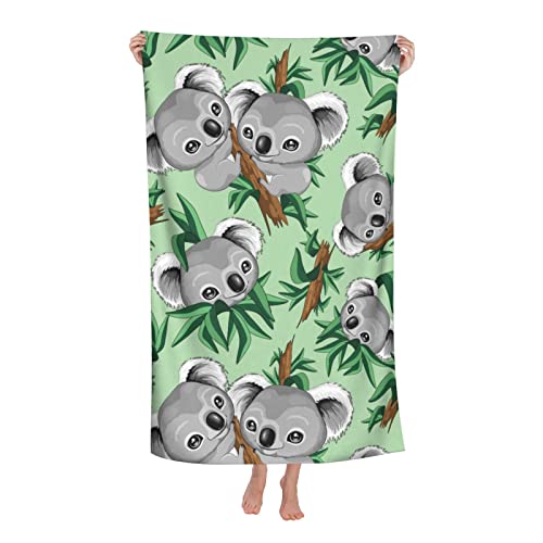 rethyrel Süßes Koala-Strandtuch, sehr saugfähige Mikrofaser-Stranddecke, weiche Badetücher, 80 x 130 cm von rethyrel