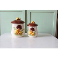 1975 Kitsch Pilzglas Set Retro Küchen Dekor, Made in Japan von retroandme