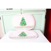 1980S Vintage Green Christmas Tree Dove Placemats Tisch. Retro. Nähen. Basteln. Modell Schallplatte. 2Er Set. Grün. Land von retroandme