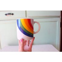 Vintage 80Er Jahre Regenbogen Keramik-Becher - Made in Korea von retroandme