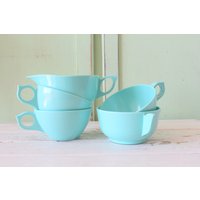 Vintage Kitsch Blaue Plastikbecher - 5Er Set Retro 1960S/70S von retroandme