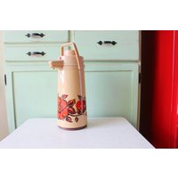 Vintage Floral Thermoskanne Retro Orange Kitchen Decor von retroandme
