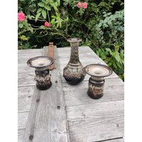 3 Vasen/Kerzenhalter Glit Island, Fat Lava, 60Er, 70Er Keramikvasen von retroflowerpower