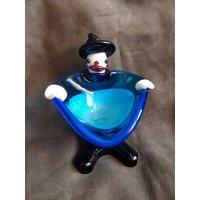 Murano-stil Lampwork Glas Clown, Vintage Clown Schale, Snack-Schale, Ringschale von retroflowerpower