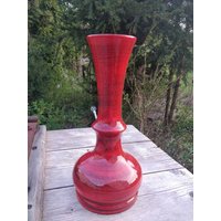 Rote Walter Gerhard Kg Vase, West German Pottery, Wgp, 70Er Jahre Keramik Vase von retroflowerpower
