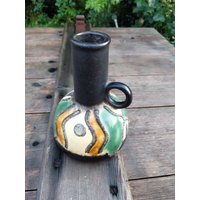 Vintage 4093B Haldensleben Vase, Modernist Keramik Fat Lava, Grün Grau von retroflowerpower