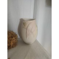 Vintage 80Er Strehla Rosa Keramik Vase, Rosa Blätter, Ostdeutsche von retroflowerpower